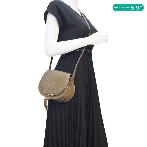 CHLOE Marcie Leather Crossbody Bag Brown