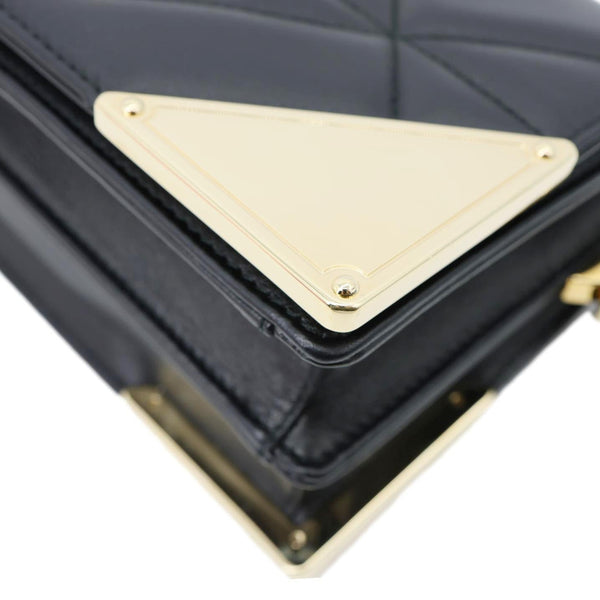 PRADA Quilted Nappa Stitched Leather Crossbody Bag Black