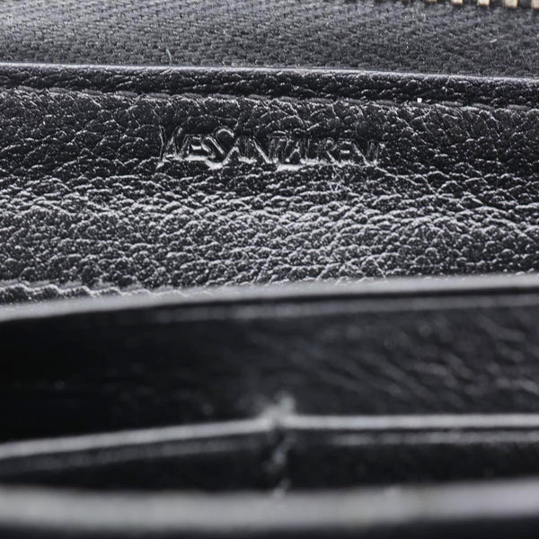 YVES SAINT LAURENT Belle De Jour Chevre Leather Zip Around Wallet Black