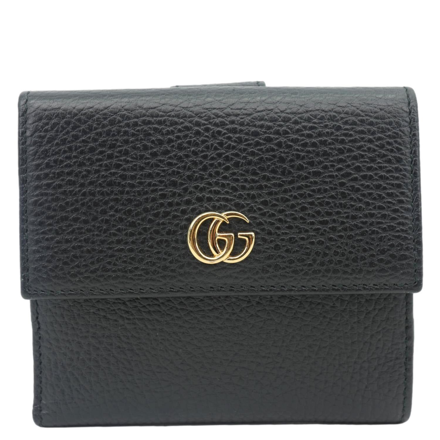 GUCCI GG Marmont Small Leather Bifold Wallet Black 456122