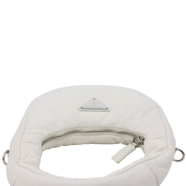 PRADA Padded Nappa Leather Hobo Bag White