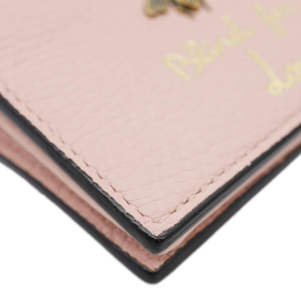 GUCCI Cellarius Blind for Love Animalier Leather Card Case Pink 460185