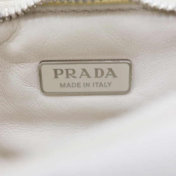PRADA Padded Nappa Leather Hobo Bag White