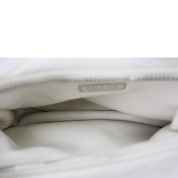 PRADA Padded Nappa Leather Hobo Bag White