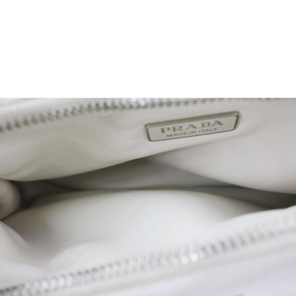 PRADA Padded Nappa Leather Hobo Bag White