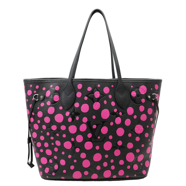 LOUIS VUITTON x YK Neverfull MM Infinity Dots Empreinte Leather Tote Bag Fuchsia