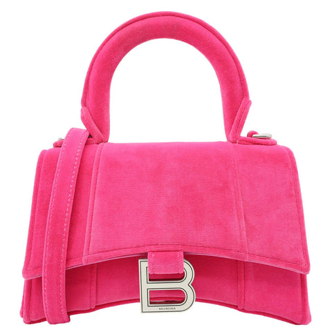 BALENCIAGA Hourglass Velvet Crossbody Bag Pink