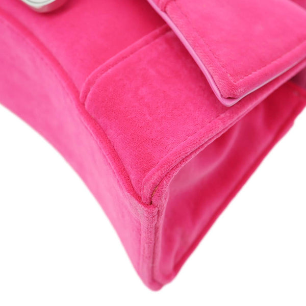 BALENCIAGA Hourglass Velvet Crossbody Bag Pink
