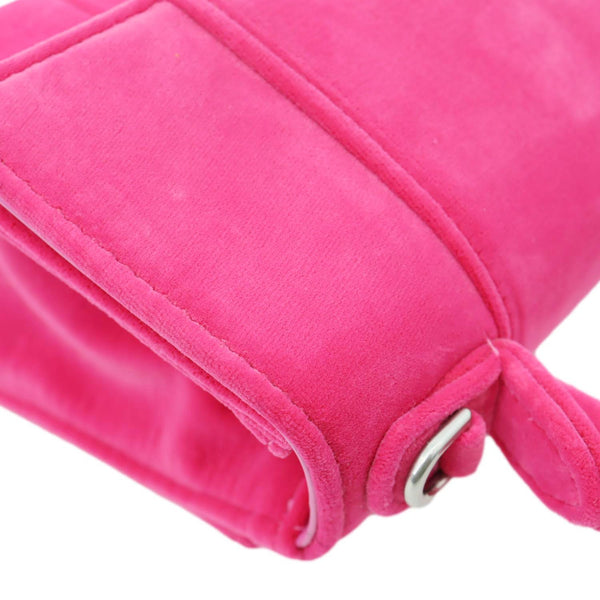 BALENCIAGA Hourglass Velvet Crossbody Bag Pink