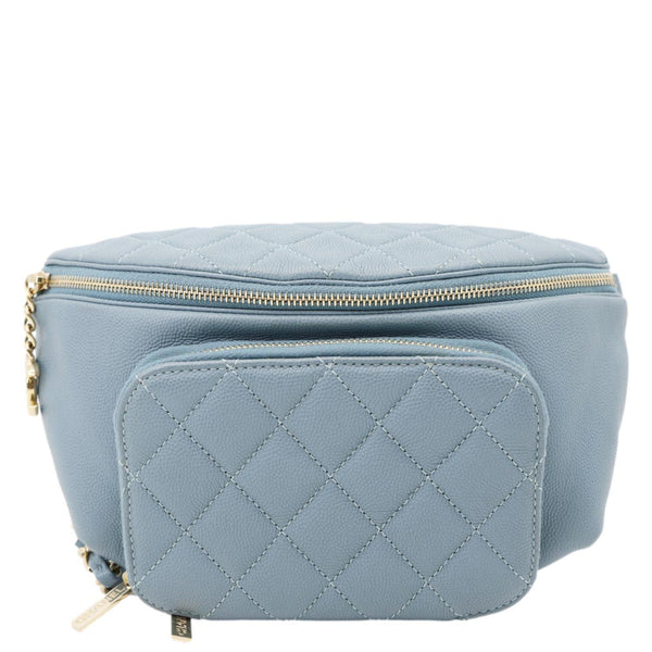 CHANEL Business Affinity Quilted Caviar Leather Waist Bag Blue