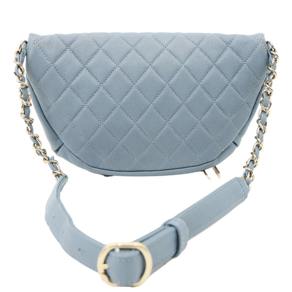 CHANEL Business Affinity Quilted Caviar Leather Waist Bag Blue