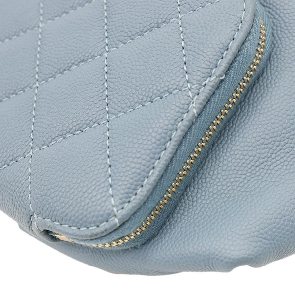 CHANEL Business Affinity Quilted Caviar Leather Waist Bag Blue
