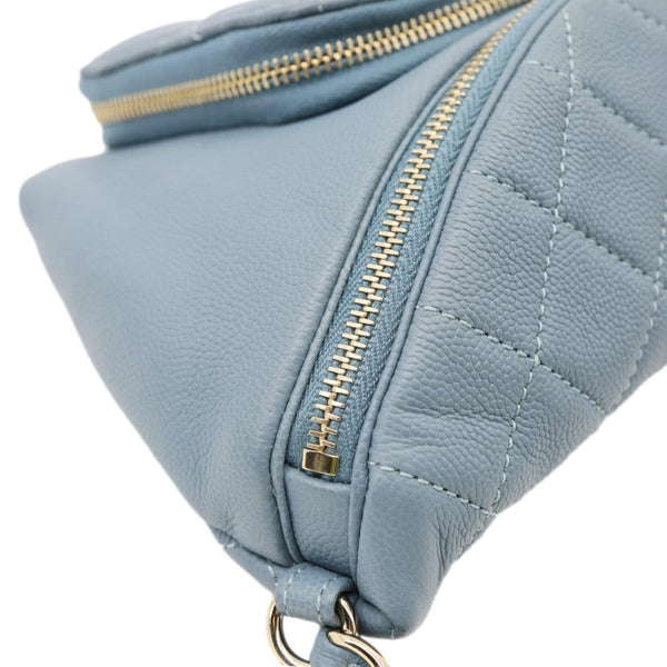 CHANEL Business Affinity Quilted Caviar Leather Waist Bag Blue