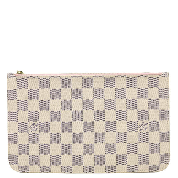 LOUIS VUITTON Neverfull Damier Azur Pochette Wristlet Rose Ballerine