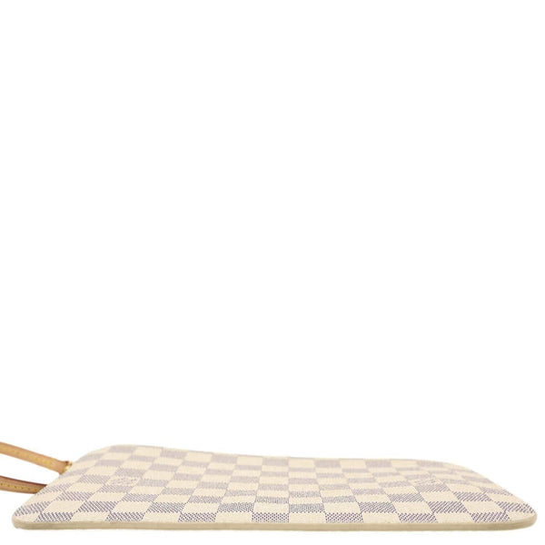 LOUIS VUITTON Neverfull Damier Azur Pochette Wristlet Rose Ballerine