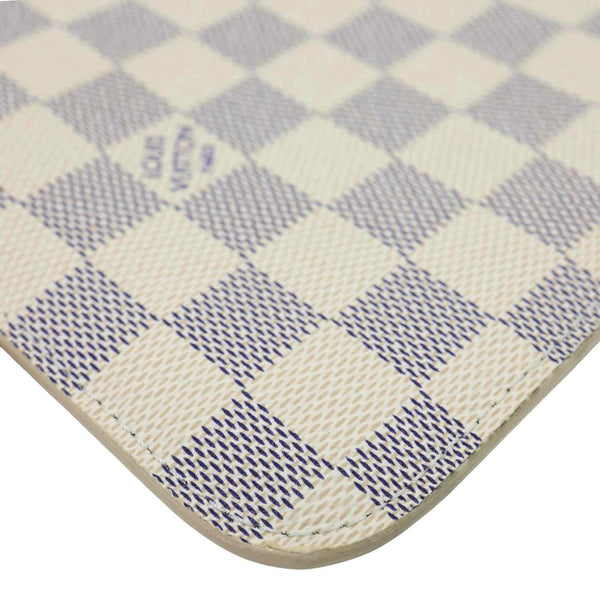 LOUIS VUITTON Neverfull Damier Azur Pochette Wristlet Rose Ballerine