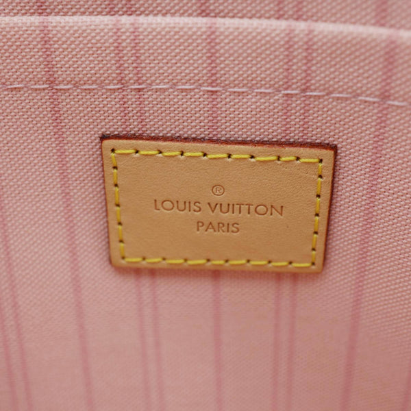 LOUIS VUITTON Neverfull Damier Azur Pochette Wristlet Rose Ballerine