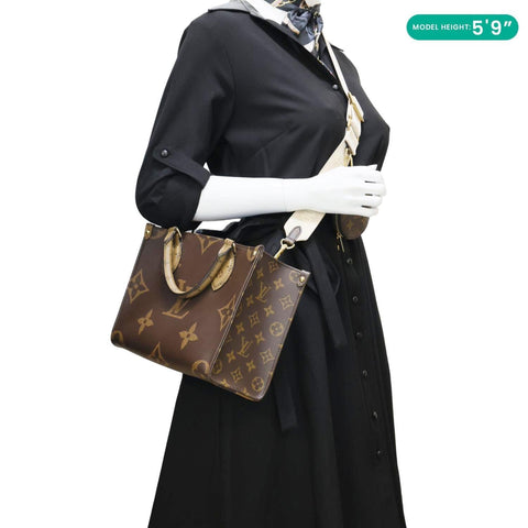 LOUIS VUITTON Onthego PM Giant Monogram Reverse Canvas Shoulder Bag Brown