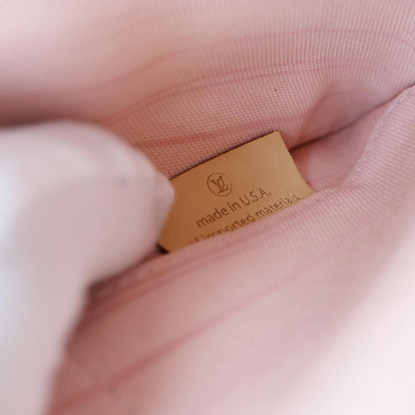 LOUIS VUITTON Neverfull Damier Azur Pochette Wristlet Rose Ballerine