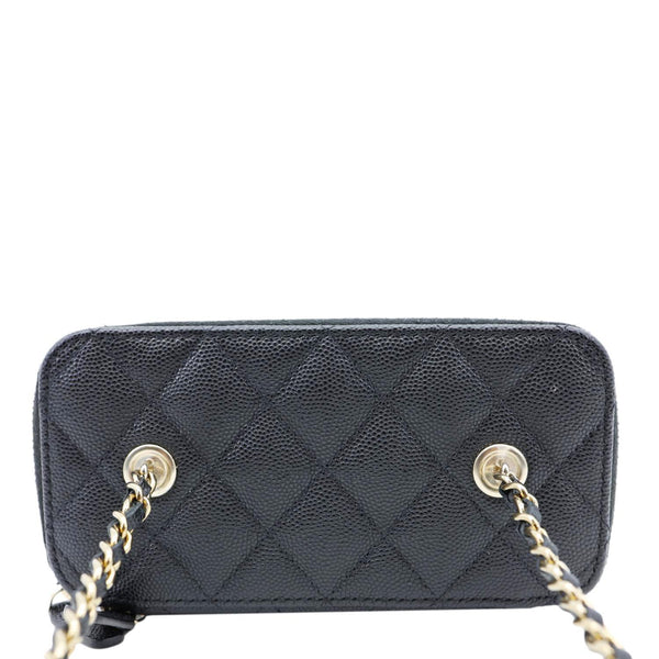 CHANEL Classic Small Quilted Caviar Leather Chain Vanity Case Black