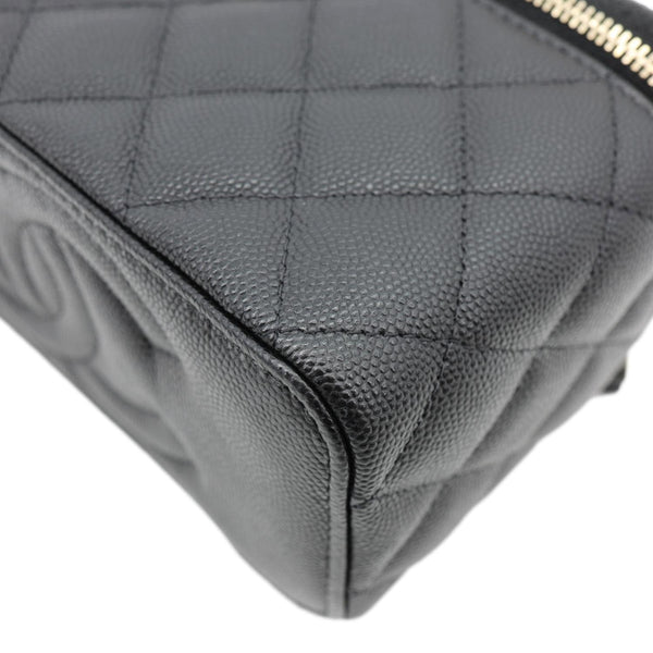 CHANEL Classic Small Quilted Caviar Leather Chain Vanity Case Black