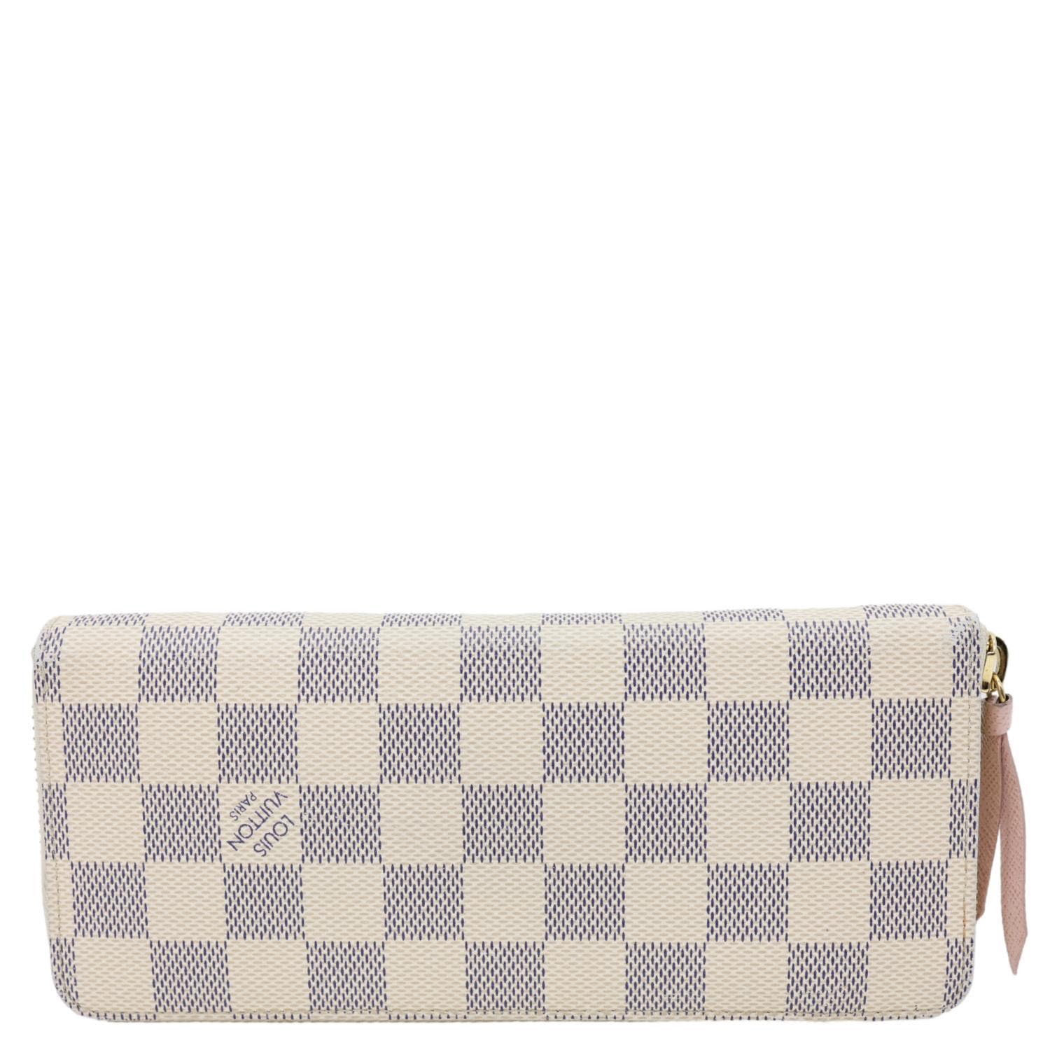 LOUIS VUITTON Clemence Damier Azur Wallet Rose Ballerine