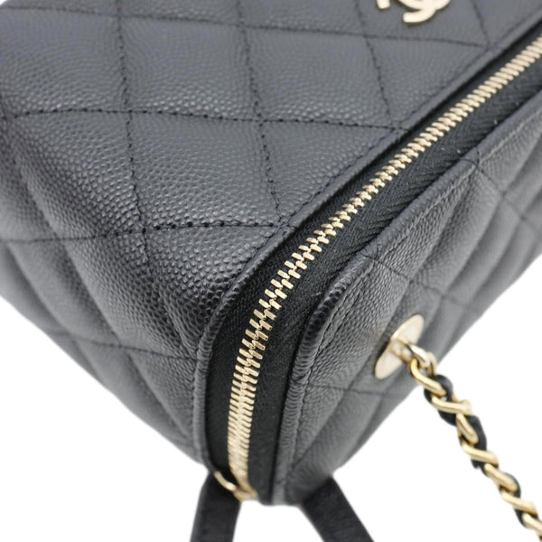CHANEL Classic Small Quilted Caviar Leather Chain Vanity Case Black