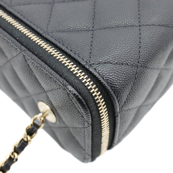 CHANEL Classic Small Quilted Caviar Leather Chain Vanity Case Black
