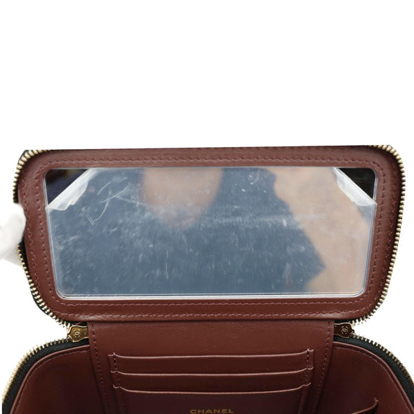 CHANEL Classic Small Quilted Caviar Leather Chain Vanity Case Black