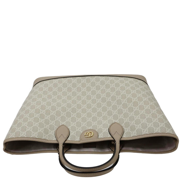 GUCCI Ophidia Dollar Calfskin GG Supreme Canvas Tote Bag Beige 739730