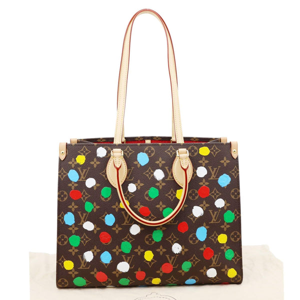 LOUIS VUITTON x Yayoi Kusama Onthego MM Monogram Canvas Shoulder Bag Brown