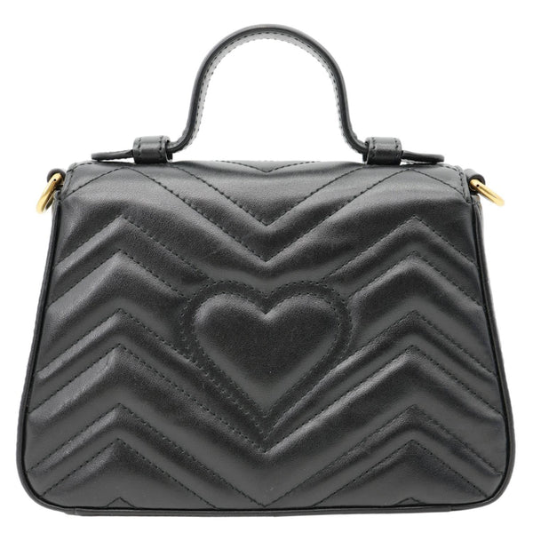 GUCCI GG Marmont Leather Top Handle Crossbody Bag Black 547260