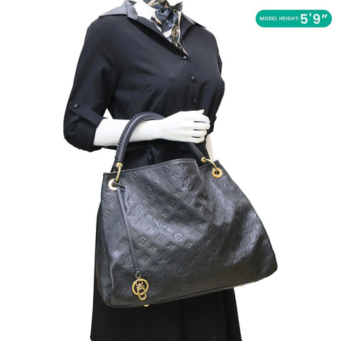 LOUIS VUITTON Artsy MM Monogram Empreinte Leather Hobo Bag Black