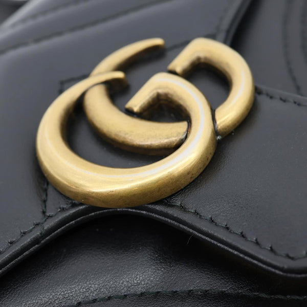 GUCCI GG Marmont Leather Top Handle Crossbody Bag Black 547260