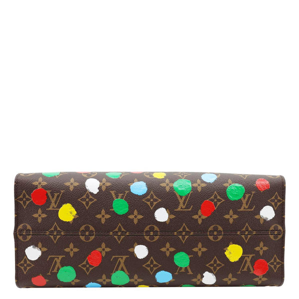 LOUIS VUITTON x Yayoi Kusama Onthego MM Monogram Canvas Shoulder Bag Brown