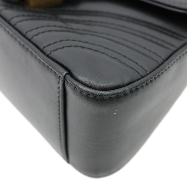 GUCCI GG Marmont Leather Top Handle Crossbody Bag Black 547260