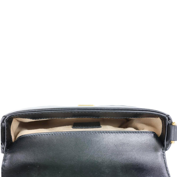 GUCCI GG Marmont Leather Top Handle Crossbody Bag Black 547260