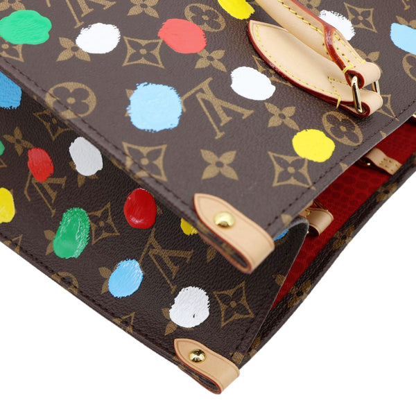 LOUIS VUITTON x Yayoi Kusama Onthego MM Monogram Canvas Shoulder Bag Brown