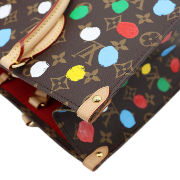 LOUIS VUITTON x Yayoi Kusama Onthego MM Monogram Canvas Shoulder Bag Brown