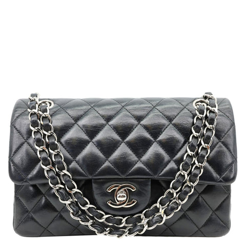 CHANEL Classic Double Flap Leather Shoulder Bag Black 18456520