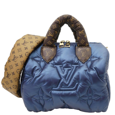 LOUIS VUITTON Speedy Pillow Bandouliere 25 Econyl Nylon Crossbody Bag Navy Blue