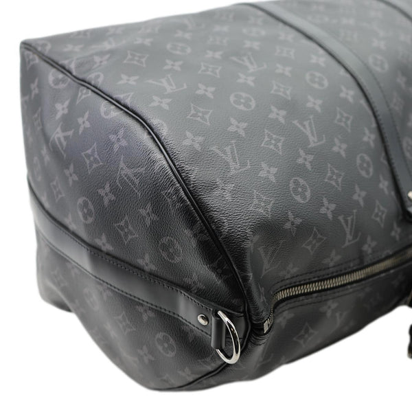 LOUIS VUITTON Keepall 55 Bandouliere Monogram Eclipse Travel Bag Black