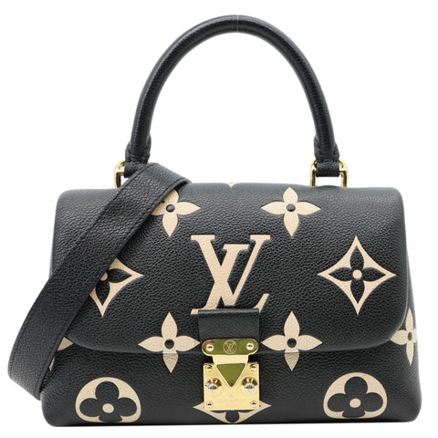 LOUIS VUITTON Madeleine MM Bicolor Monogram Empreinte Leather Satchel Bag Black