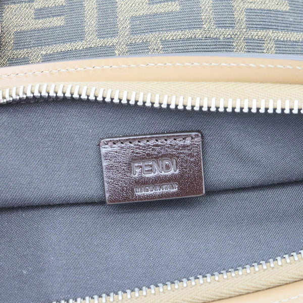 FENDI Flat Medium FF Jacquard Canvas Pouch Brown