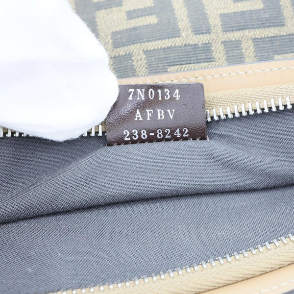 FENDI Flat Medium FF Jacquard Canvas Pouch Brown