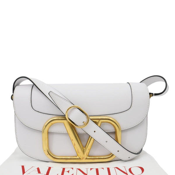 VALENTINO Garavani Supervee Leather Crossbody Bag White