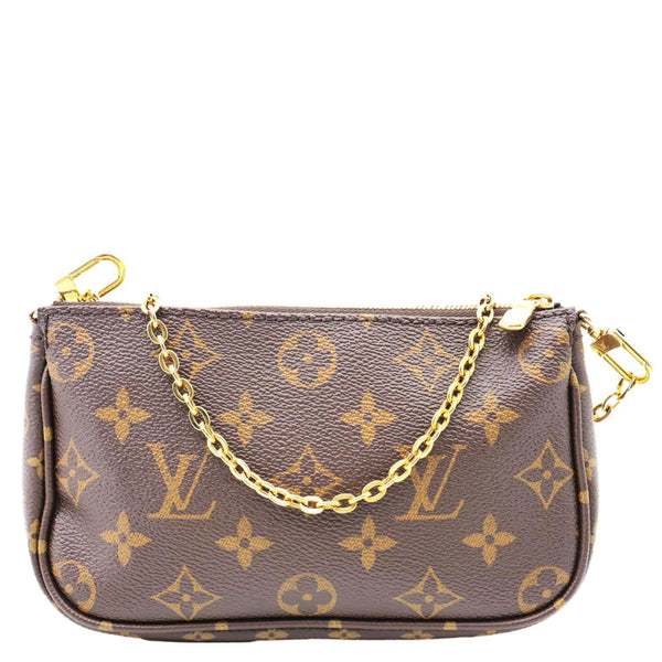 LOUIS VUITTON Pochette Accessoires Mini Monogram Canvas Chain Pouch Brown