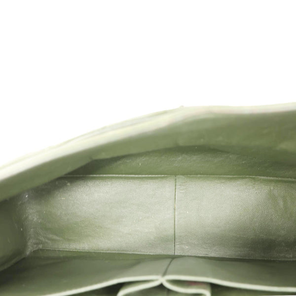 CHANEL Classic Jumbo Double Flap Quilted Lambskin Leather Shoulder Bag Green