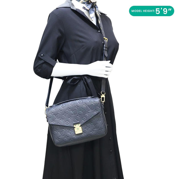 LOUIS VUITTON Metis Pochette Empreinte Leather Crossbody Bag Black