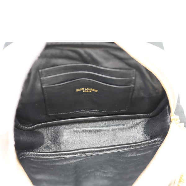 YVES SAINT LAURENT Lou Mini Chevron Leather Camera Crossbody Bag White